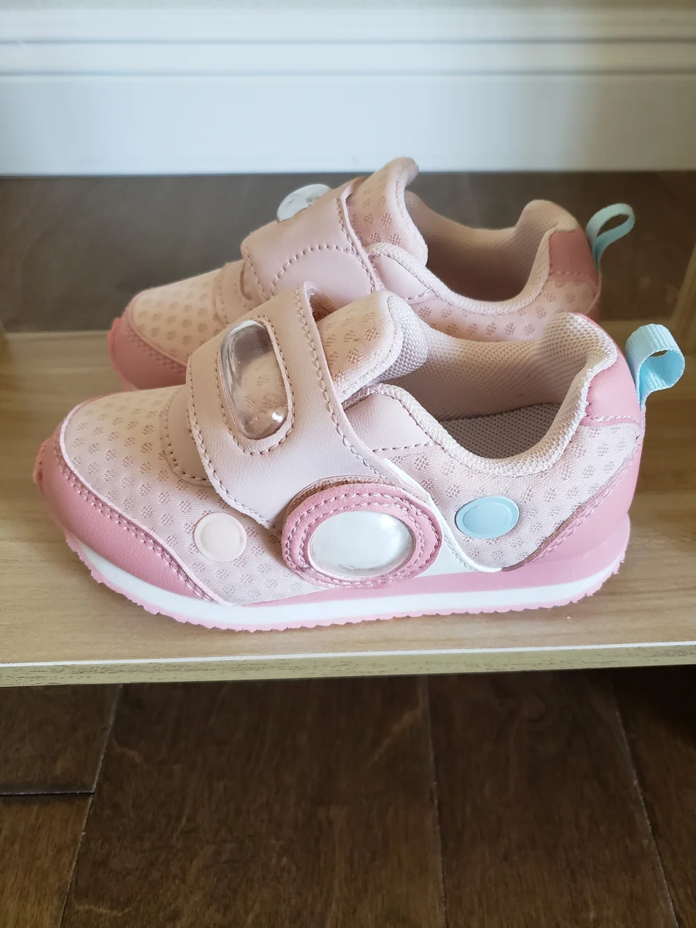 Dream Pairs Pink and Light Blue Kids Hook-and-Loop Sneakers 9T